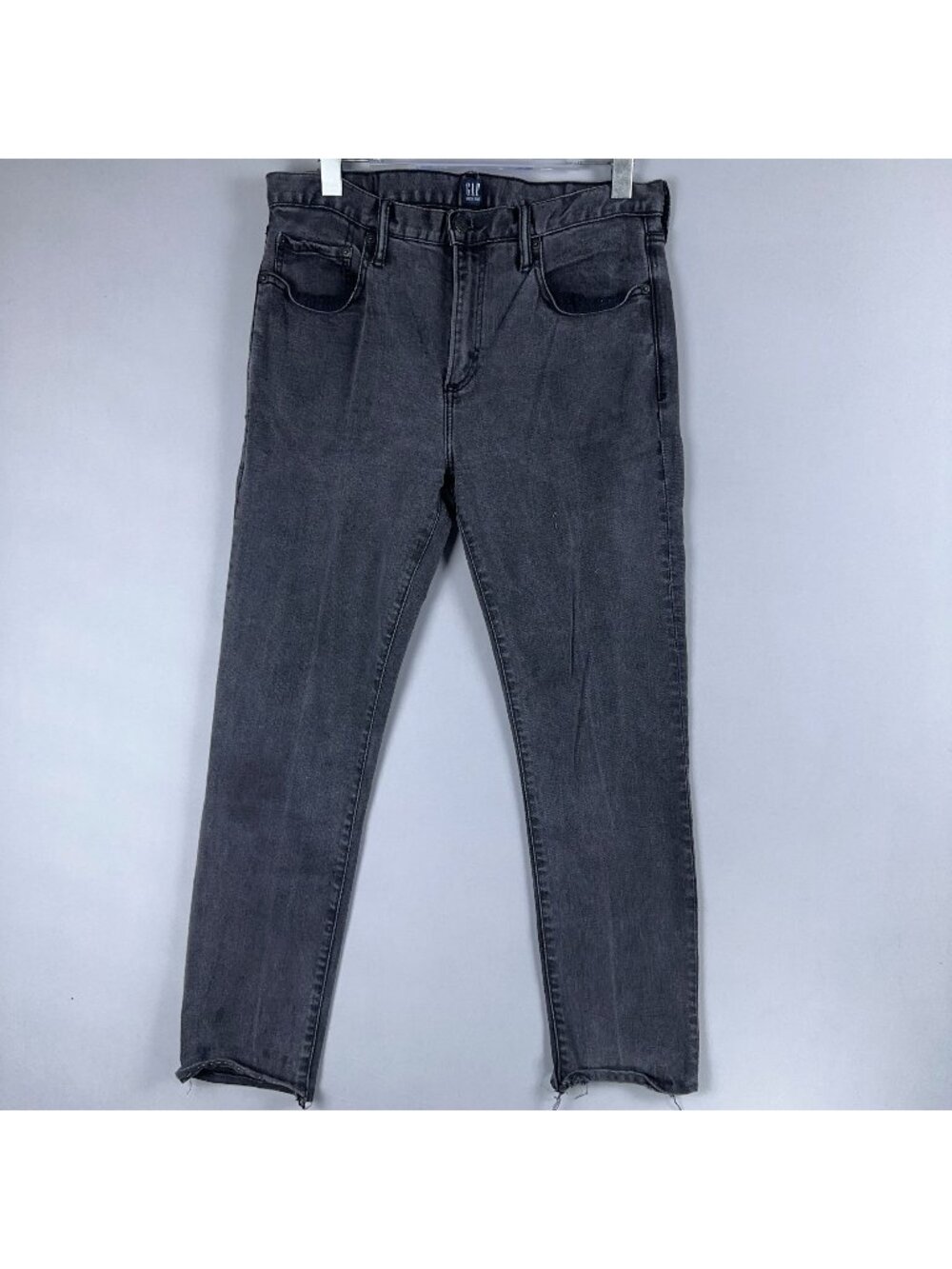 Gap Jeans Men Size 33x34 Skinny High Rise Raw Hem Gray Medium Wash